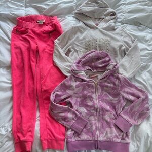 Juicy Couture Girls Lot Size 6-7: Joggers and Two Sweatershirts